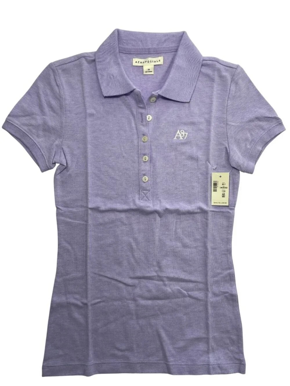 Aeropostale Lavender Polo Casual Shirt A87 Logo Cotton Blend Women's Sz XS NWT - Picture 1 of 5